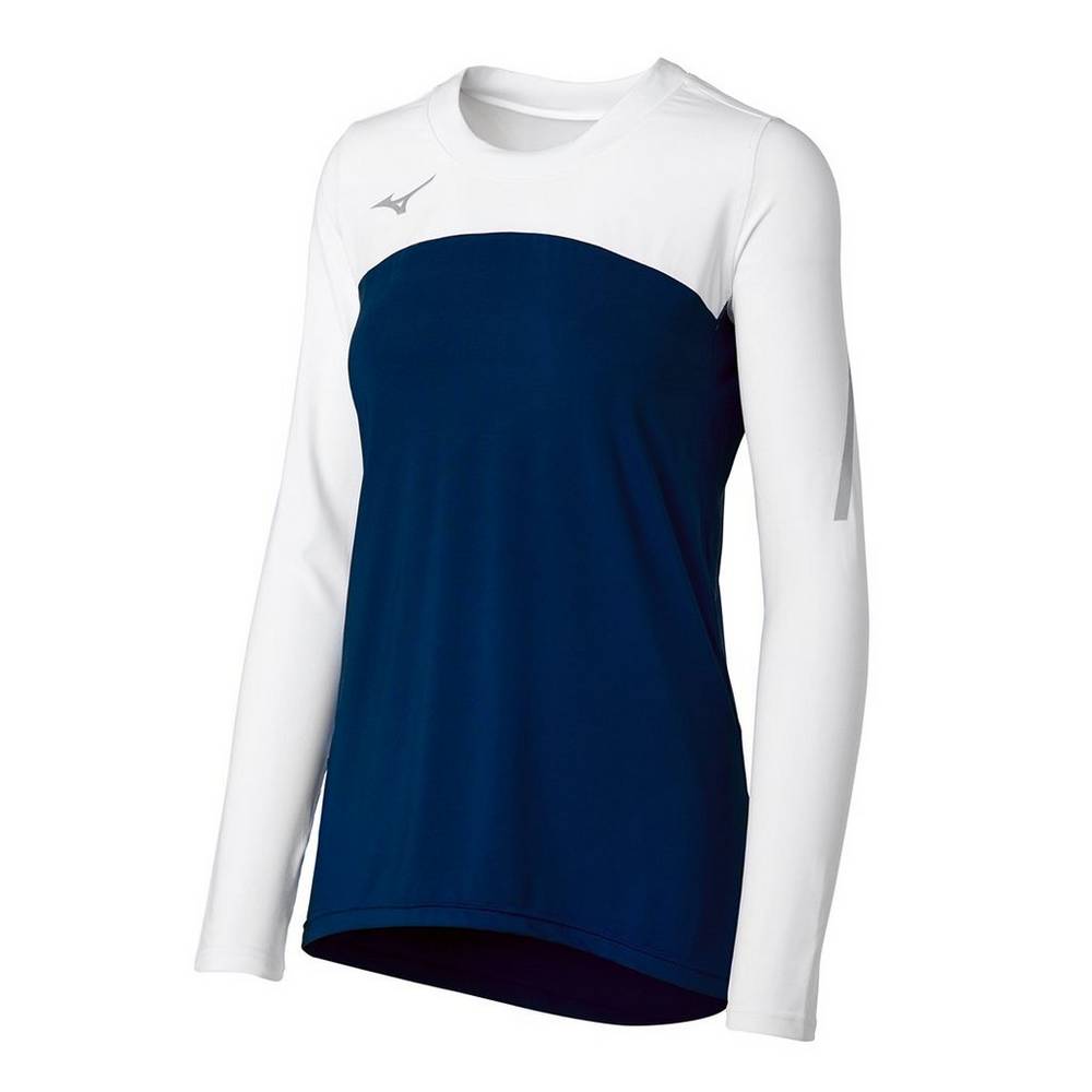 Jerseys Mizuno Techno VII Long Sleeve Mujer Azul Marino/Blancas Comprar LEFD-78340